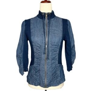 XCVI Blue Denim Jean Jacket with Zipper